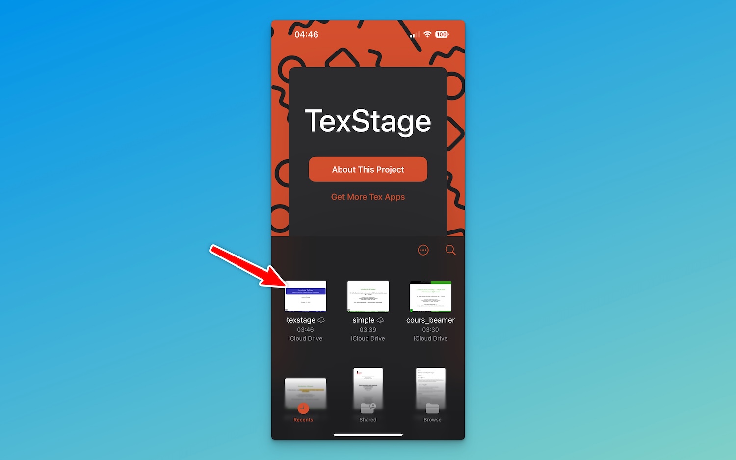 Open Document on TexStage for iOS